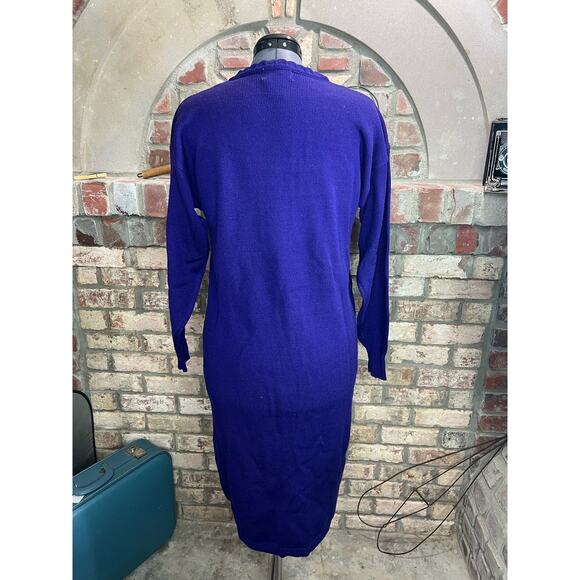 Sweater Dress beaded embellished glam 1980s shoulder pads purple - Picture 8 of 12